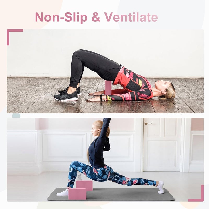 Corsiampoo Yoga Blocks, 9x6x4 Inches, Supportive Eva Foam Blocks, Sturdy Non Slip Yoga Block for Pilates Meditation, Stretching and Toning, Yoga Accessories - Image 4